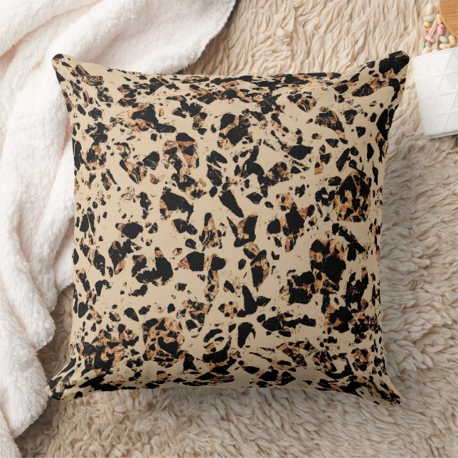  Caramel Abstract Mosaic Animal Print Throw Pillow (Blanket)