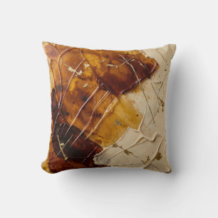 Caramel Amber Resin Gold Leaf Abstract  Throw Pillow