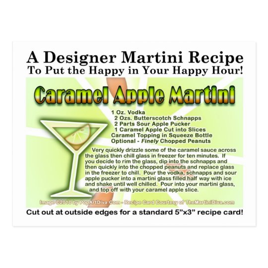 Caramel Apple Candy Martini Recipe Card Postcard