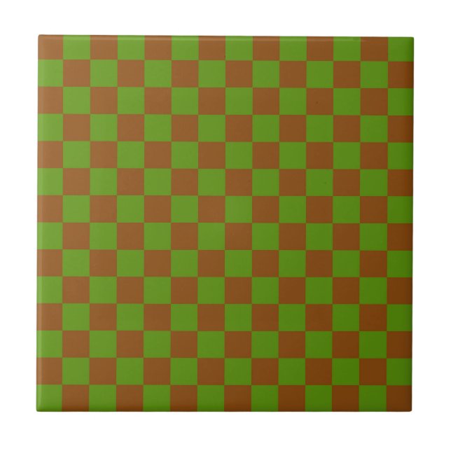 Caramel apple checkered board pattern ceramic tile (Front)
