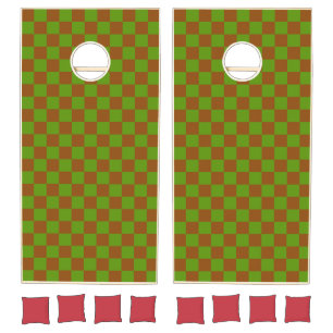 Caramel apple checkered board pattern cornhole set