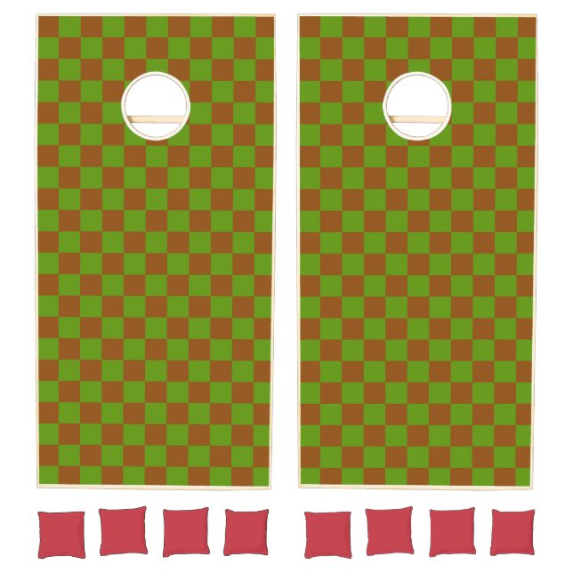 Caramel apple checkered board pattern cornhole set (Set)