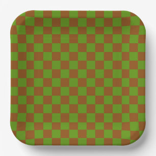 Caramel apple checkered board pattern paper plates