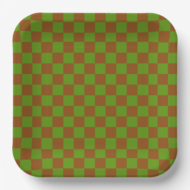 Caramel apple checkered board pattern paper plates (Front)