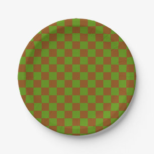Caramel apple checkered board pattern paper plates