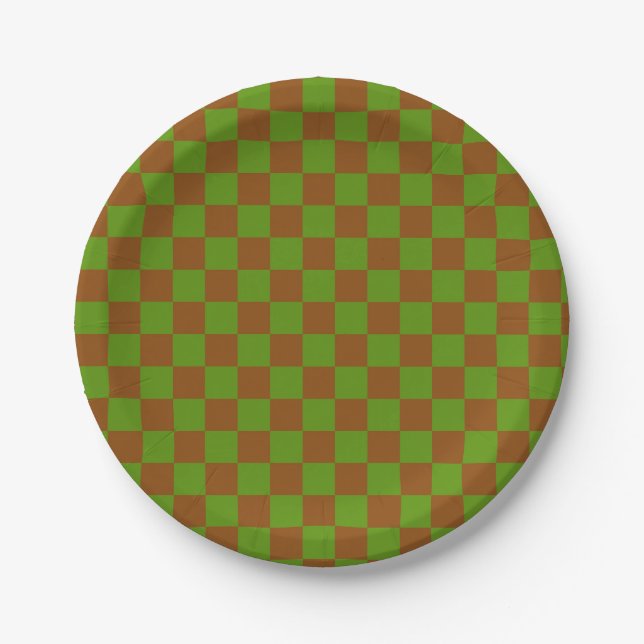 Caramel apple checkered board pattern paper plates (Front)