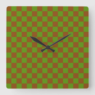 Caramel apple checkered board pattern square wall clock