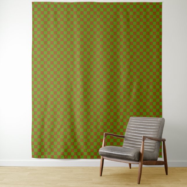 Caramel apple checkered board pattern tapestry (In Situ)