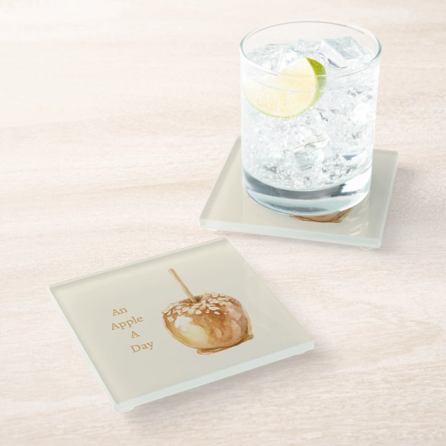 Caramel Apple Glass Coaster (Angled)