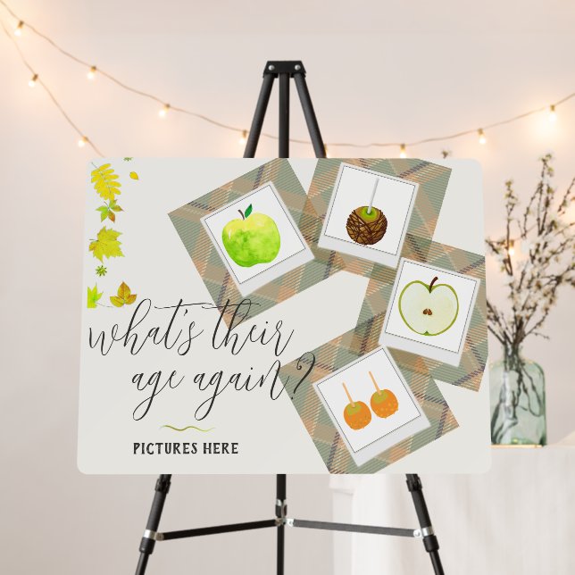 Caramel Apple Green Baby Shower Age Game Sign (In Situ (Stand))