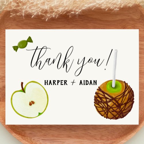 Caramel Apple _ Green Baby Shower Thank You Card