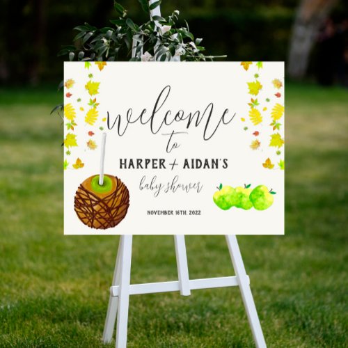 Caramel Apple _ Green Baby Shower Welcome Sign