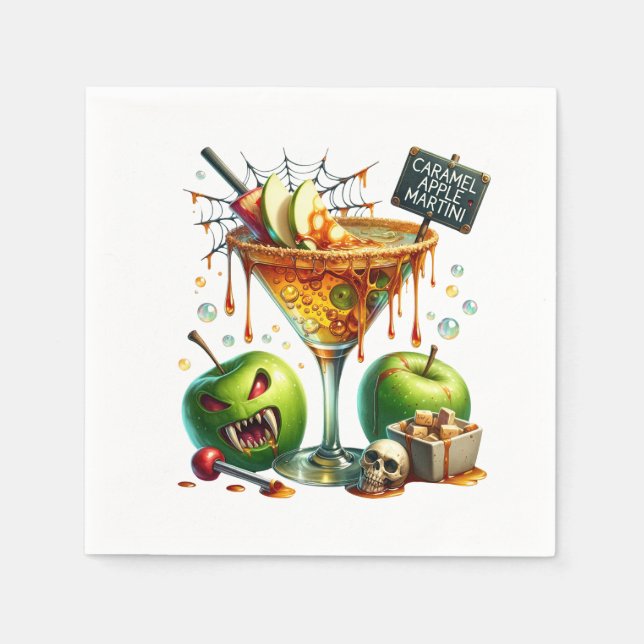 Caramel Apple Martini Halloween Paper  Napkins (Front)