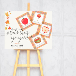 Caramel Apple Red Baby Shower Age Game Sign