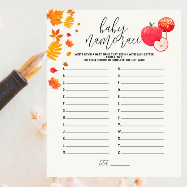 Caramel Apple Red Baby Shower Name Race Game (Creator Uploaded)