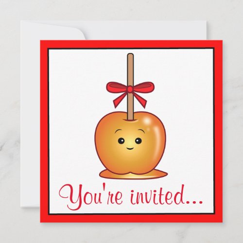 Caramel Apple with a Bow Birthday Party Invitation