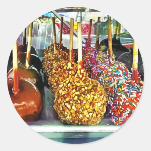 Caramel Apples With Sprinkles and Nuts Classic Round Sticker