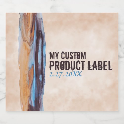 Caramel  Blue Brush Stroke Product Label