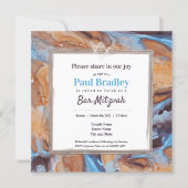 Caramel, Blue, & Eggplant Bar Mitzvah Invitation (Front)