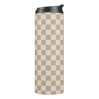 Caramel Brown Checkered Brown Caramel Pattern Thermal Tumbler