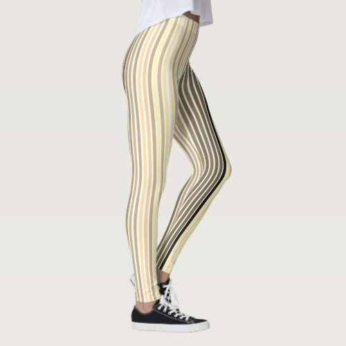 Caramel Brown With Black And White Stripe Leggings