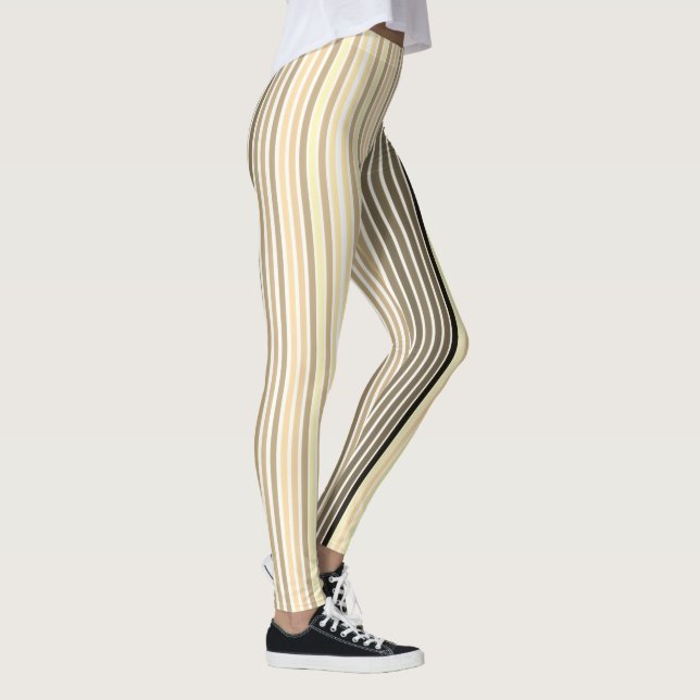 Caramel Brown With Black And White Stripe Leggings (Right)