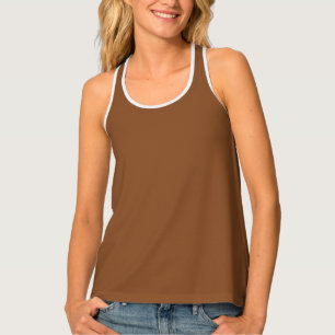 Caramel Cafe Warm Neutral Brown Solid Color Print Tank Top