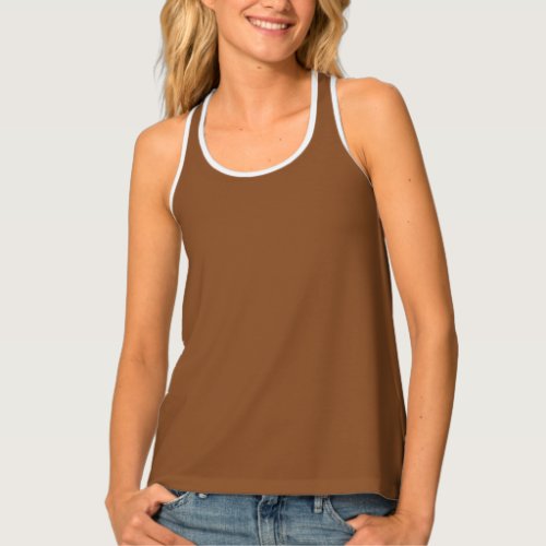 Caramel Cafe Warm Neutral Brown Solid Color Print Tank Top