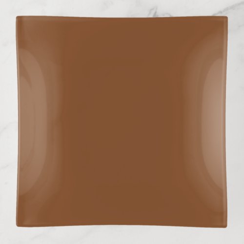 Caramel Cafe Warm Neutral Brown Solid Color Print Trinket Tray