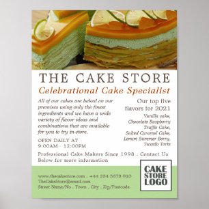 Caramel Cake, Cakery, Cake Store Advertising Poster
