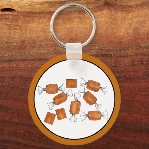 Caramel Candy Sweet Tooth Food Illustration Keychain
