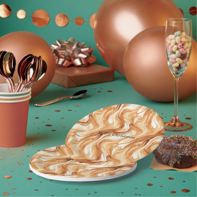 Caramel Carmel Candy Swirls Christmas Paper Plates (Multi)