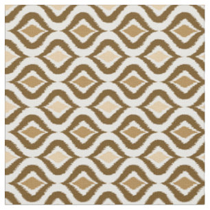 Caramel Coffee Brown Retro Chic Ikat Drops Pattern Fabric