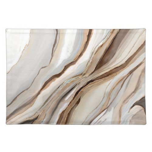 Caramel Coffee cream flowing abstract art Cloth Placemat