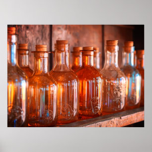Caramel Colored Retro Glass Perfume Bottles a Wall Poster