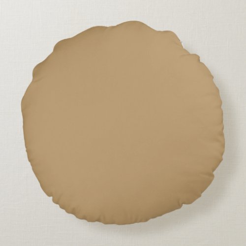 Caramel Cream Brown Solid Color Pairs to SW 0012 Round Pillow