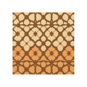 Caramel Cream Moroccan Lattice Pattern Wood Wall Art