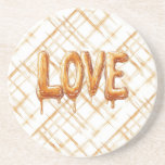 Caramel Cream Stripes Love Coaster