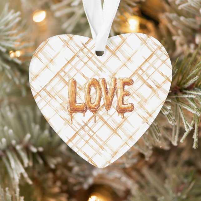 Caramel Cream Stripes Love Ornament (Tree)