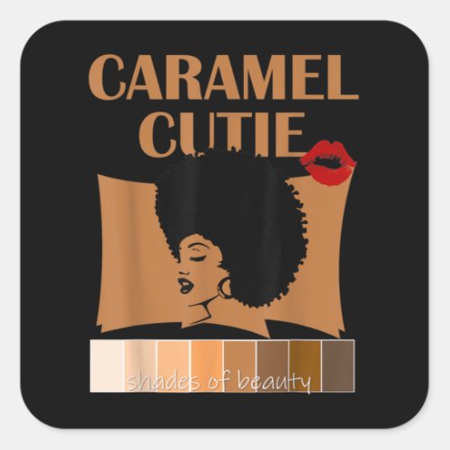 Caramel Cutie Natural Fro Shades of Black Color Pa Square Sticker