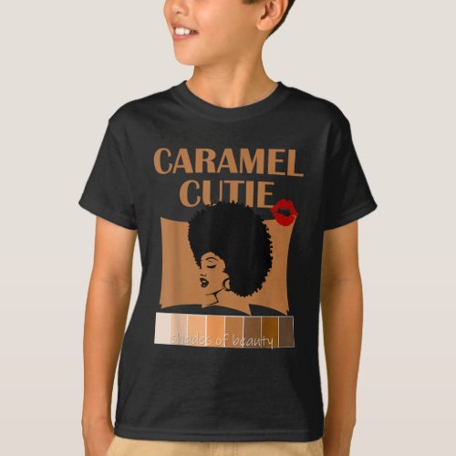 Caramel Cutie Natural Fro Shades of Black Color Pa T_Shirt