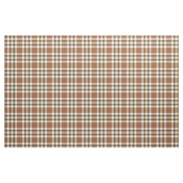 Caramel Dark Brown Yellow Tartan Squares Pattern Fabric (Fat Quarter)