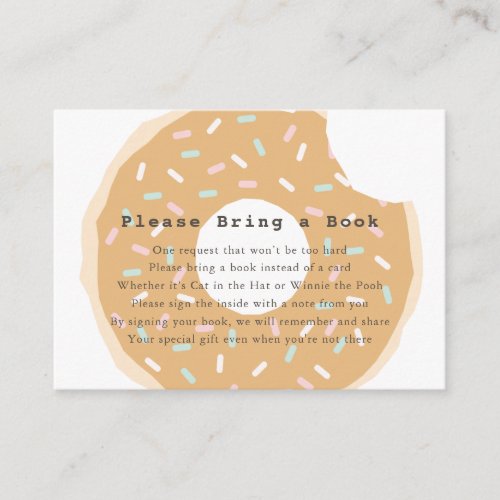 Caramel Donut Baby Shower Please Bring a Book Enclosure Card
