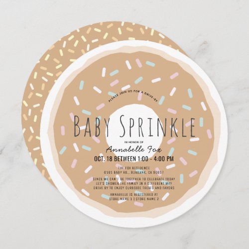 Caramel Donut Baby Sprinkle Shower Circle Invitation