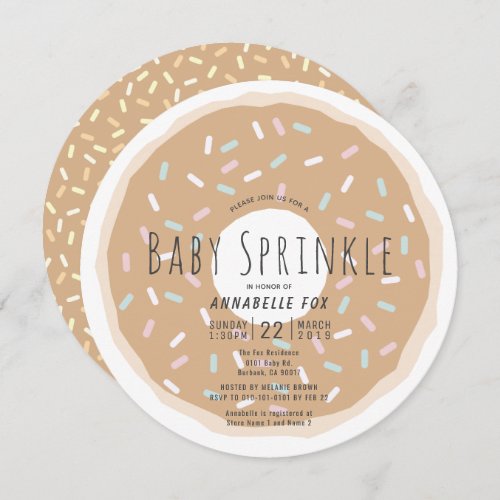 Caramel Donut Baby Sprinkle Shower Circle Invitation