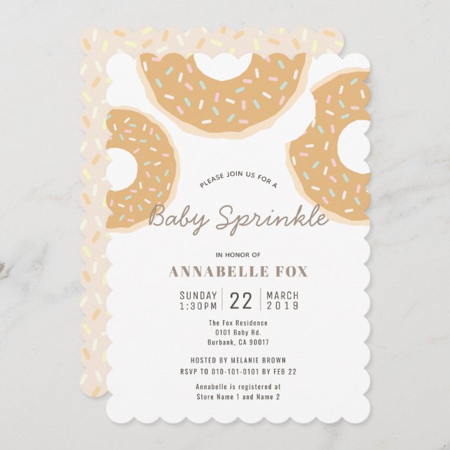 Caramel Donut Baby Sprinkle Shower Invitation (Front/Back)