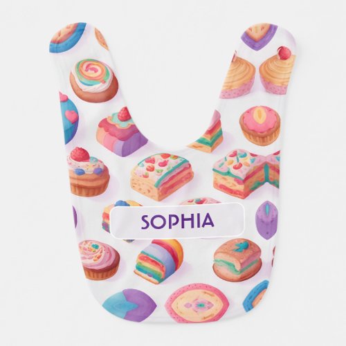 Caramel Floral Colorful Personalized Pattern Baby Bib