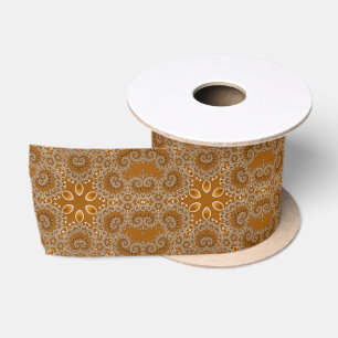 Caramel Fractal Lace Satin Ribbon