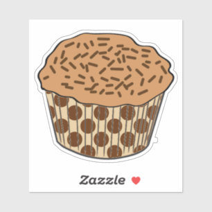Caramel Frosted Cupcake with Sprinkles Sticker