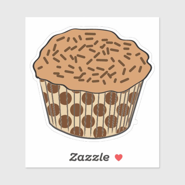 Caramel Frosted Cupcake with Sprinkles Sticker (Sheet)